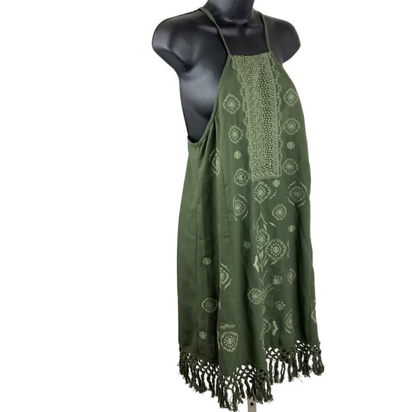 Abercrombie & Fitch strappy summer dress womens M olive green - Picture 6 of 6